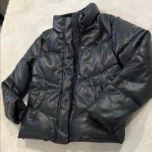 Abercrombie kids black girls faux leather puffer 13/14